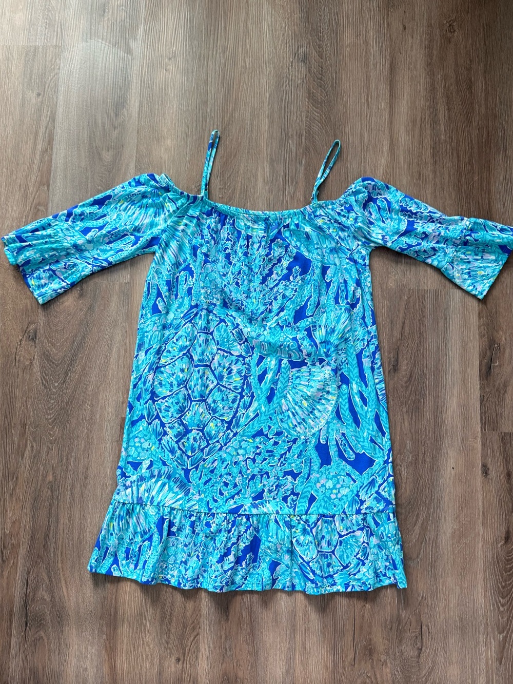 Girls Lilly Pulitzer Blue & Turquoise Off-Shoulder Camisole Dress